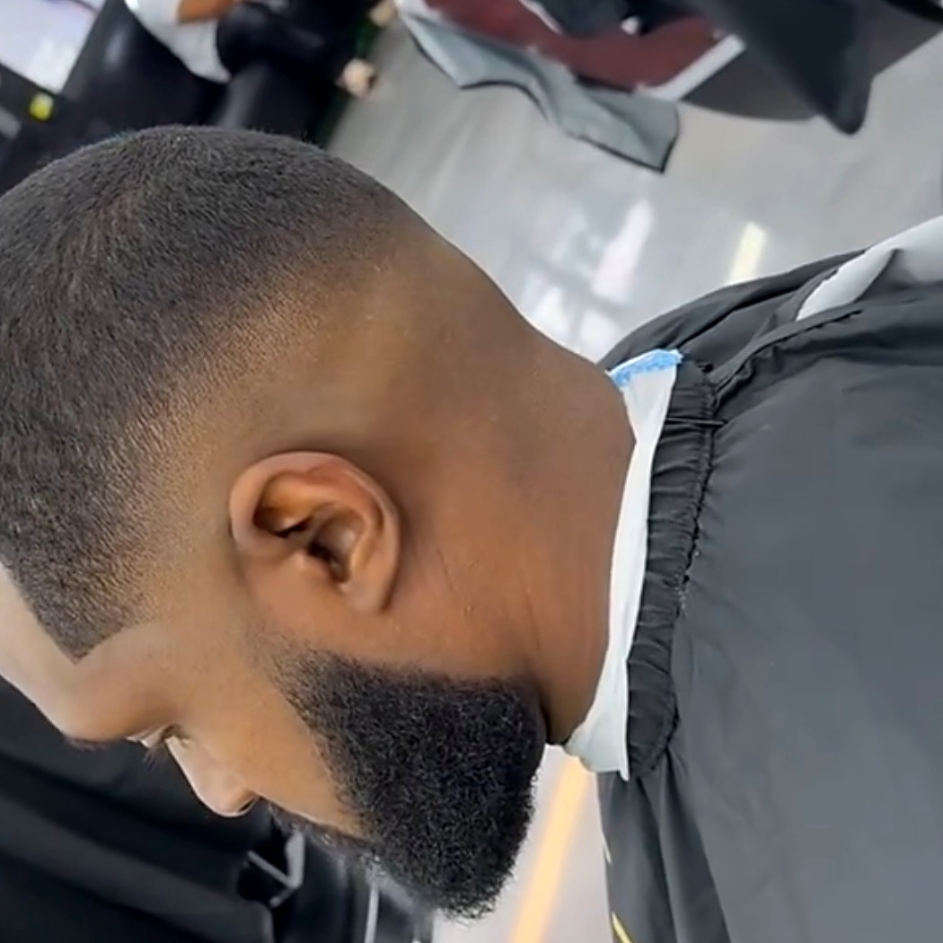 Client's clean fade and shaped beard at Styled by Sanky Barbershop